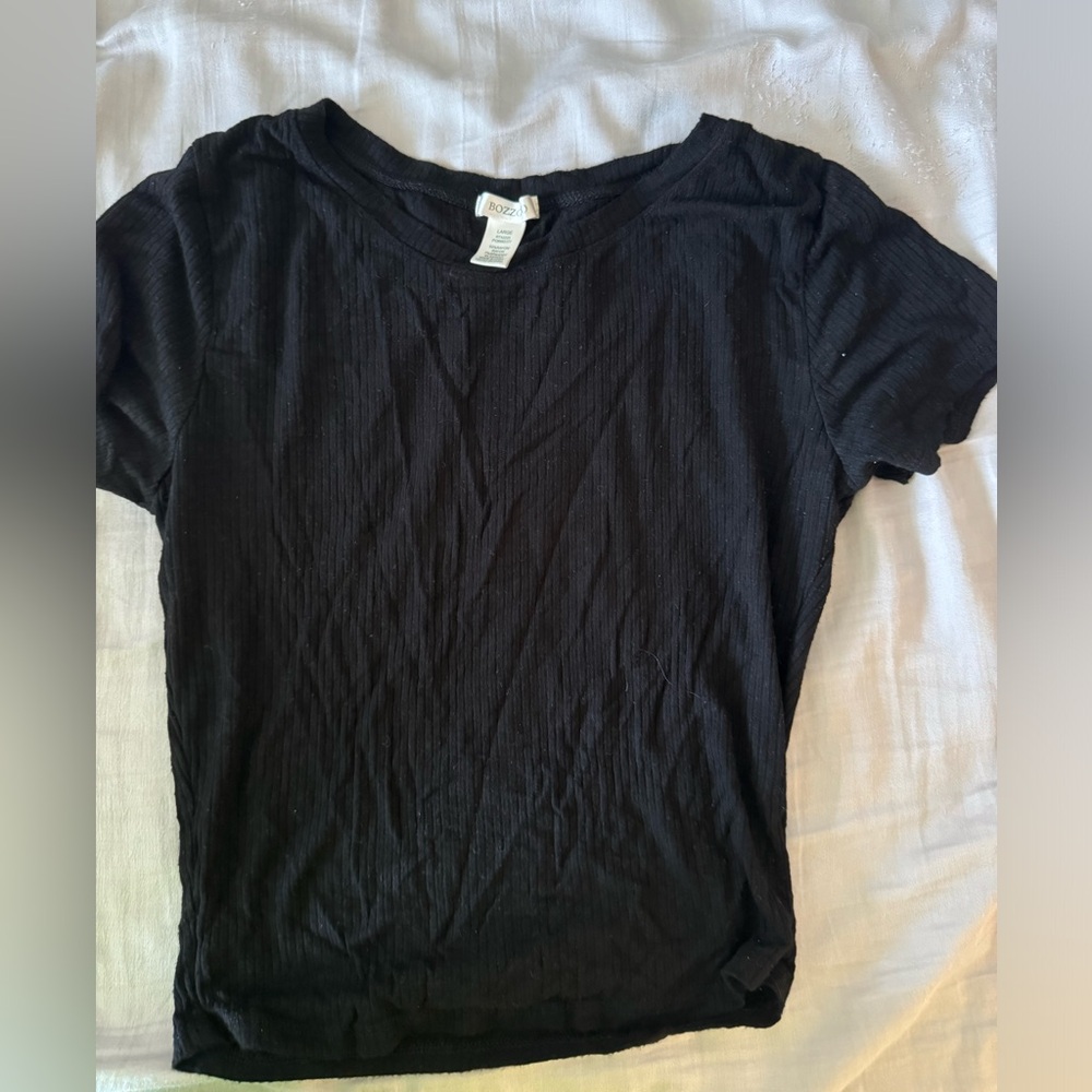 Bozzolo Black Ribbed women’s top
